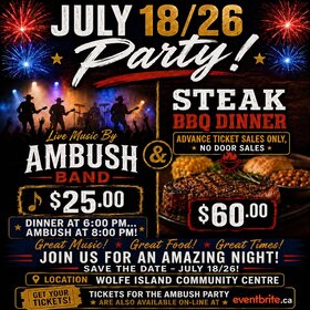 Summer Night on the Island: Ambush @ Wolfe Island Community Centre Jul 18 2026 - Jul 30th @ Wolfe Island Community Centre