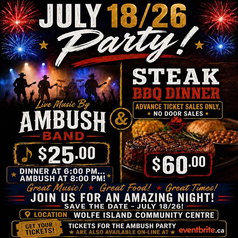Summer Night on the Island: Ambush @ Wolfe Island Community Centre Jul 18 2026 - Jul 9th @ Wolfe Island Community Centre