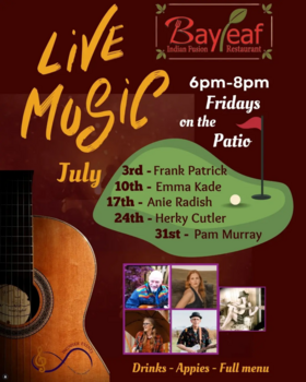 Live Music Fridays with Frank Patrick - Jul 20th @ Bayleaf Restaurant