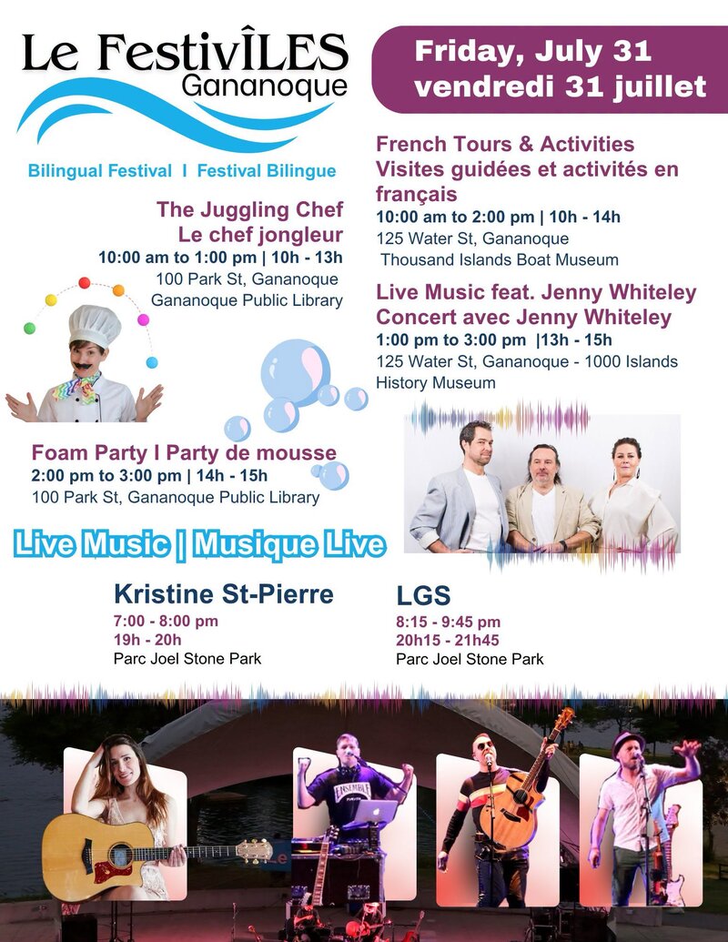 Waterfront Concert Series: Kristine St-Pierre, LGS @ Joel Stone Heritage Park Jul 31 2026 - Aug 4th @ Joel Stone Heritage Park