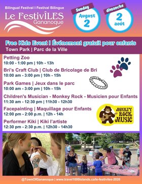 Le Festiv&Icirc;LES: Monkey Rock @ Gananoque Town Park Aug 2 2026 - Aug 5th @ Gananoque Town Park
