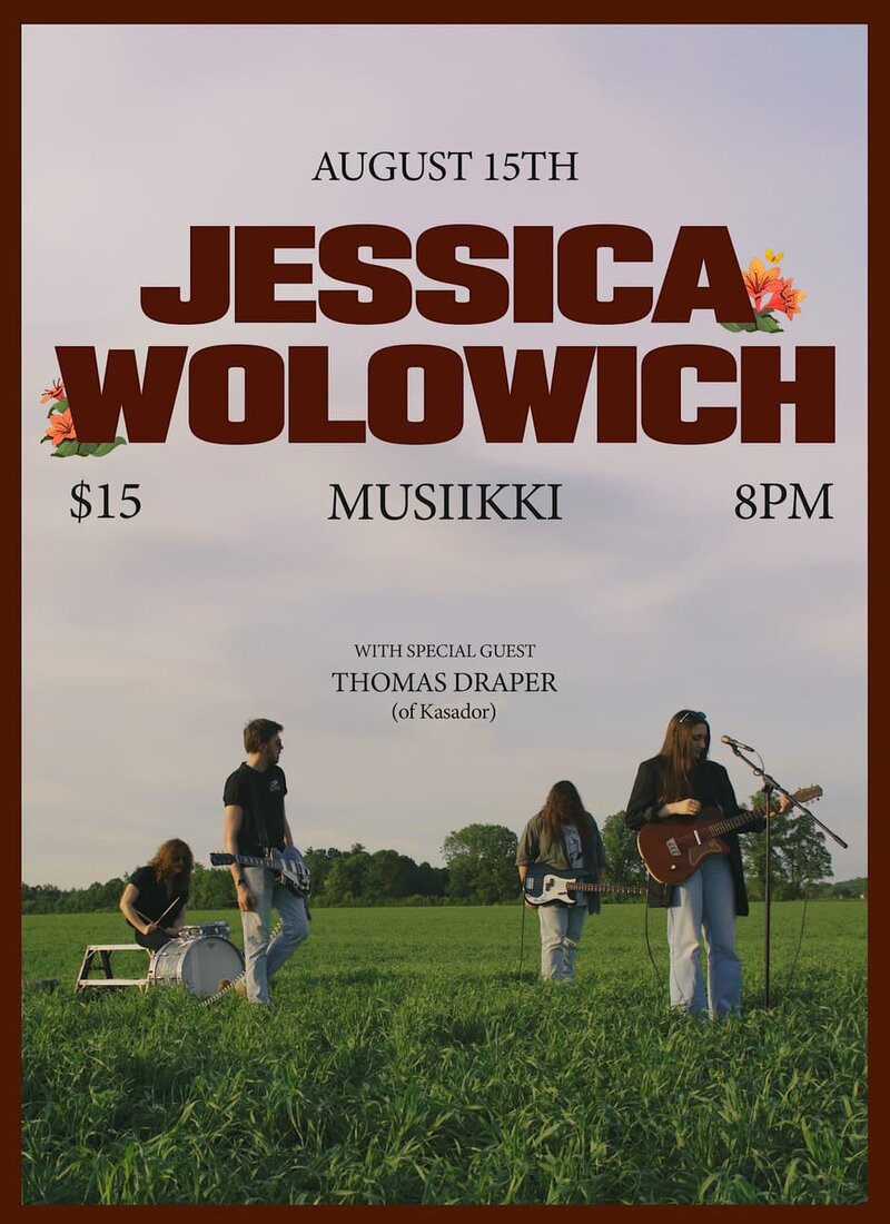 Jessica Wolowich, Thomas Draper @ Musiikki Caf&eacute; & Whiskey Bar Aug 15 2026 - Aug 3rd @ Musiikki Caf&eacute; & Whiskey Bar