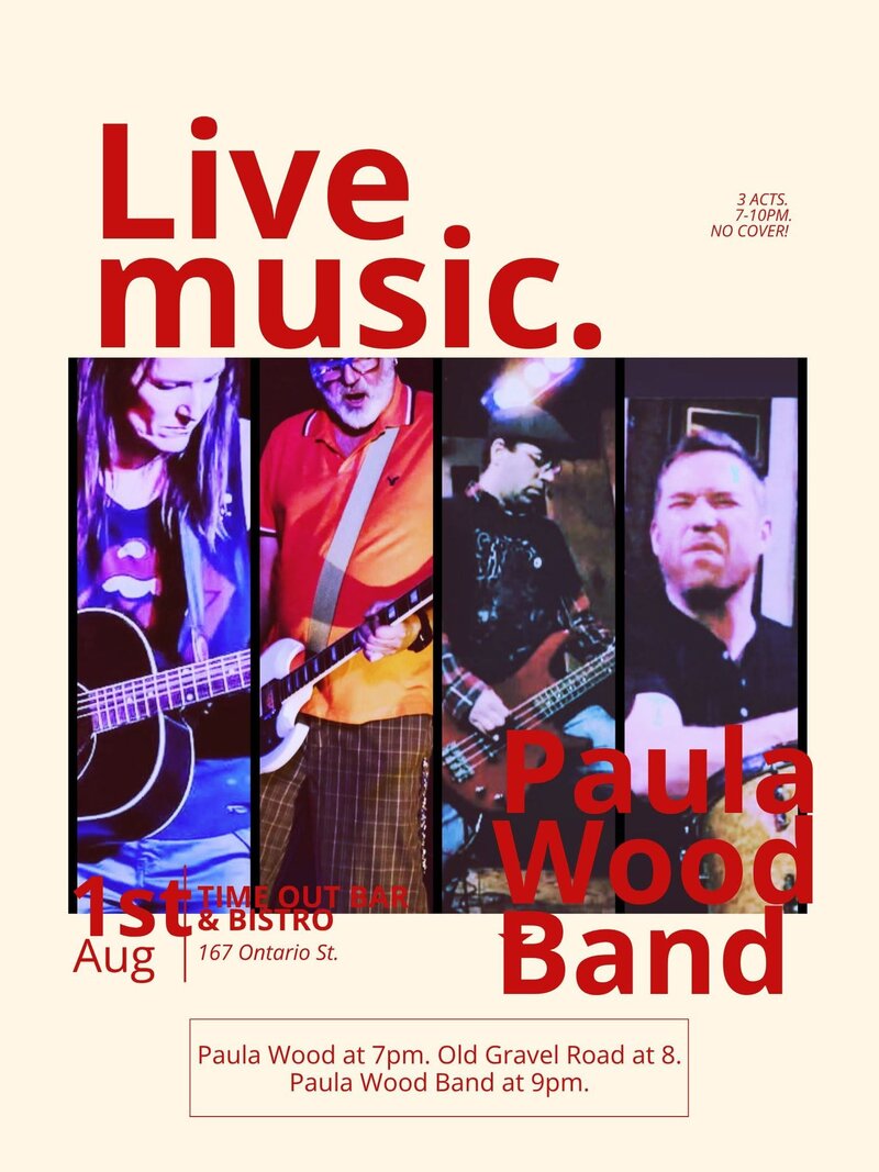 Paula Wood Band, Old Gravel Road, Paula Wood @ Time Out Bar & Bistro Aug 1 2026 - Aug 5th @ Time Out Bar & Bistro