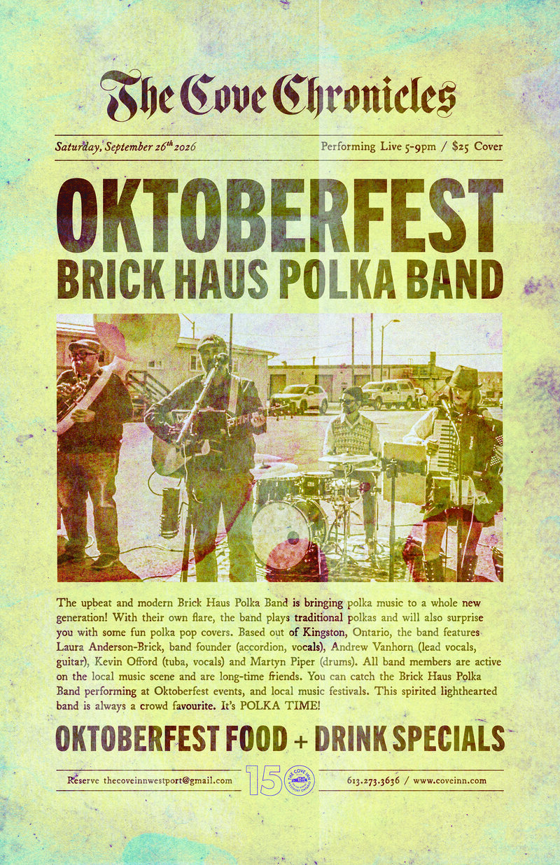 Oktoberfest Party: Brick Haus Polka Band @ The Cove Inn Sep 26 2026 - Aug 5th @ The Cove Inn