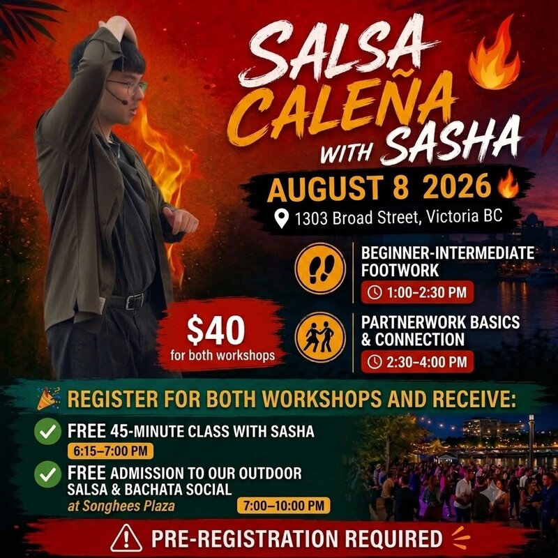 Salsa Caleña workshop with Sasha (Montreal-based) @ 1303 Broad Street - Aug 08, 2026