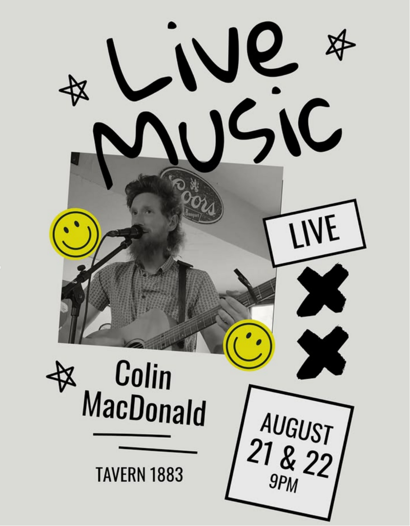 Live Music with Colin MacDonald - Aug 5th @ Tavern 1883