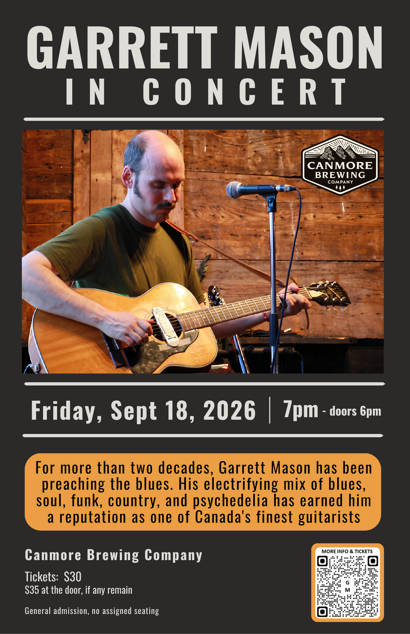 Garrett Mason in Concert - Aug 14th @ Canmore Brewing Company
