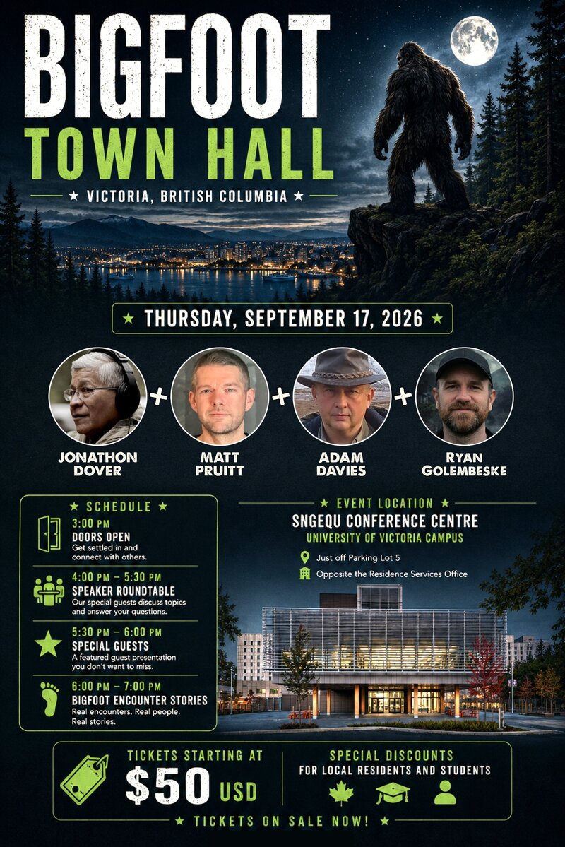 Victoria Bigfoot Town Hall - Sep 12th @ SNGEQU CONFERENCE CENTRE