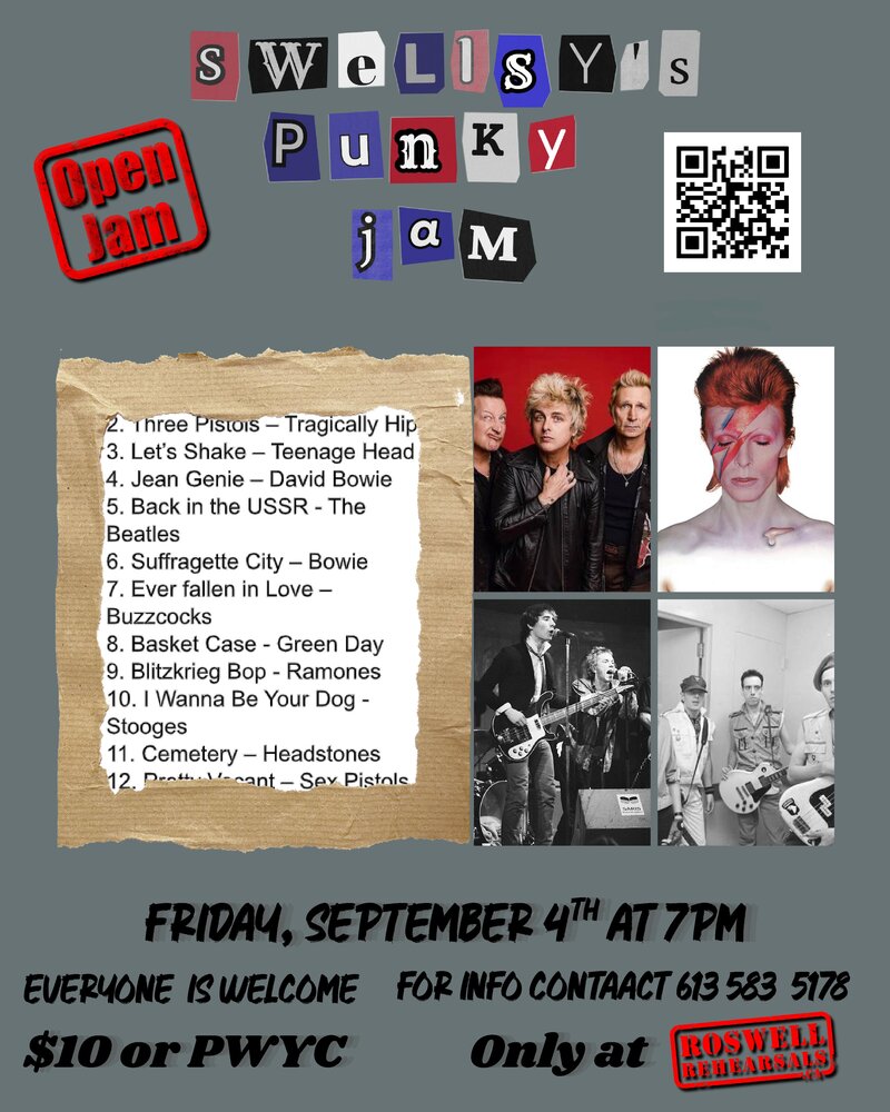 Swellsy's Punky Jam - Septempber 2026 Edition: Steve Swellsy @ Roswell Rehearsals Sep 4 2026 - Aug 22nd @ Roswell Rehearsals