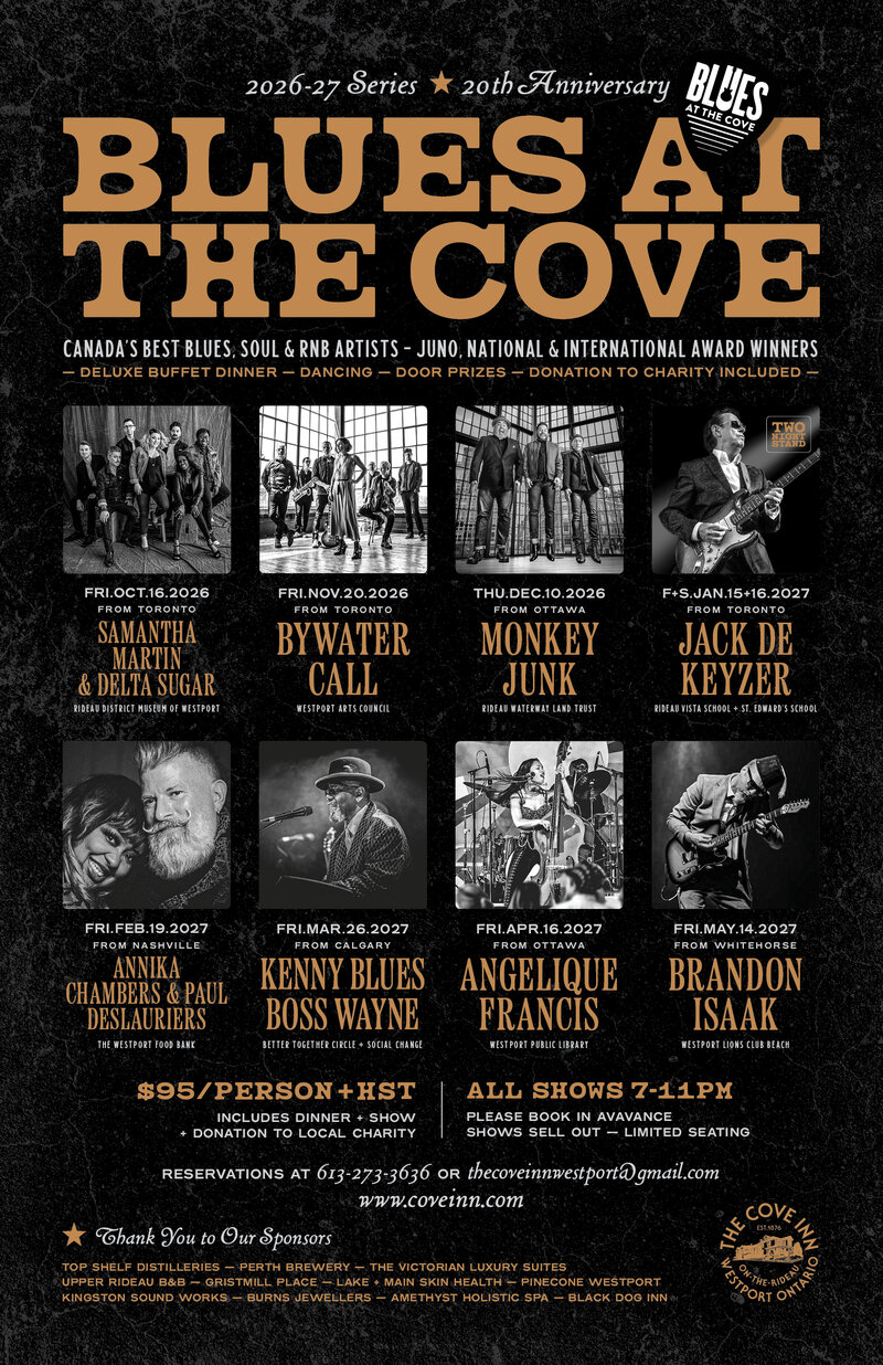 Blues at The Cove: Samantha Martin & Delta Sugar @ The Cove Inn Oct 16 2026 - Aug 20th @ The Cove Inn