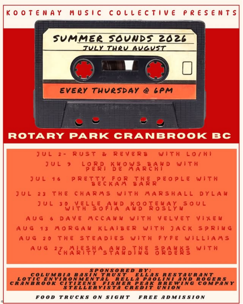 Summer Sounds: The Steadies with openers Fyfe Williams - Aug 20th @ Rotary Park