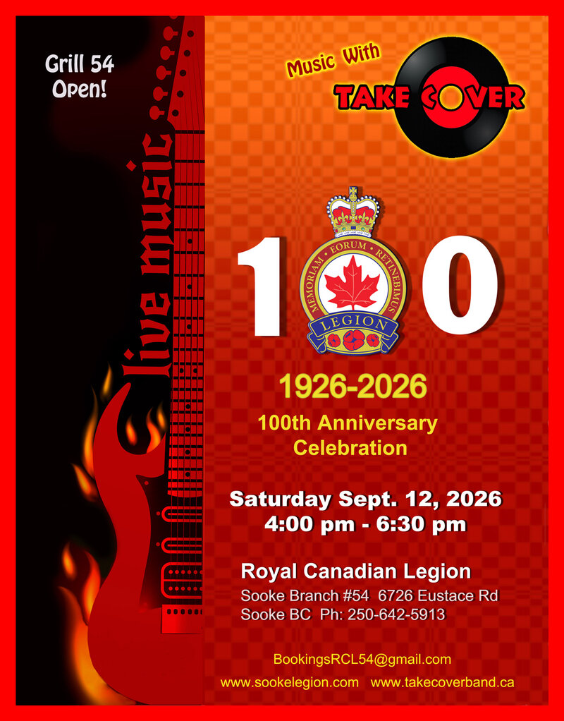 100th Anniversary Celebration Sooke Legion - Sep 1st @ Sooke Royal Canadian Legion Br 54