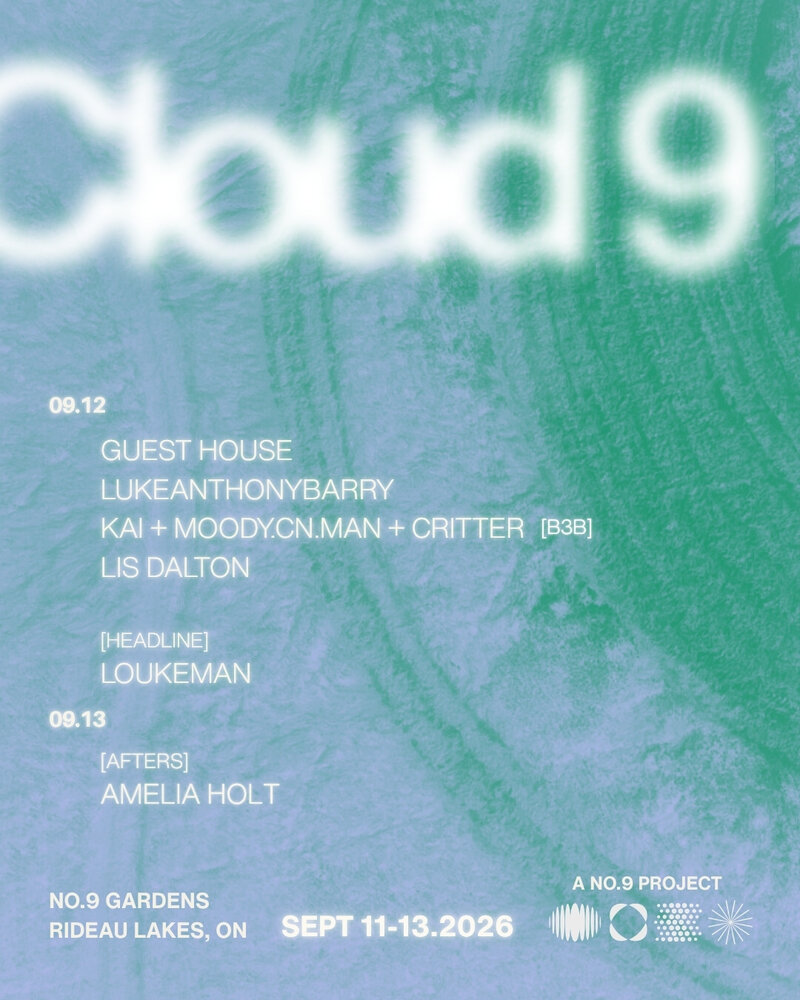 Cloud 9 Electronic Music & Eco-Art Festival: Louke Man, Lukeanthonybarry, Amelia Holt, Rupert Davies, Lis Dalton, Pucker Up! Collective  (B2B2B: Critter + Kai + Moody.Cn.Man) @ No.9 Gardens Sep 11 2026 - Aug 26th @ No.9 Gardens