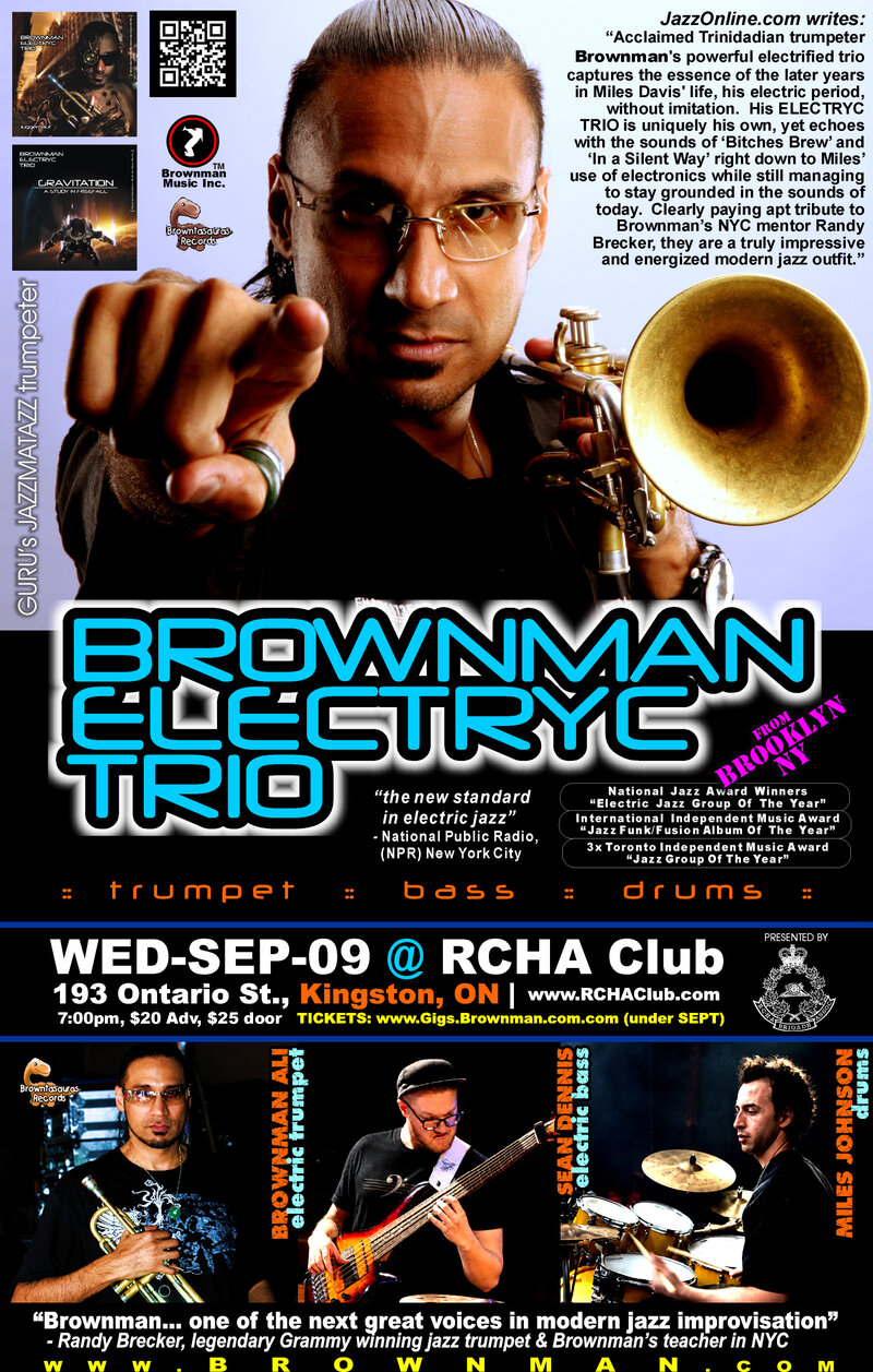 Brownman Electryc Trio @ The Club at the R.C.H.A. Sep 9 2026 - Aug 28th @ The Club at the R.C.H.A.