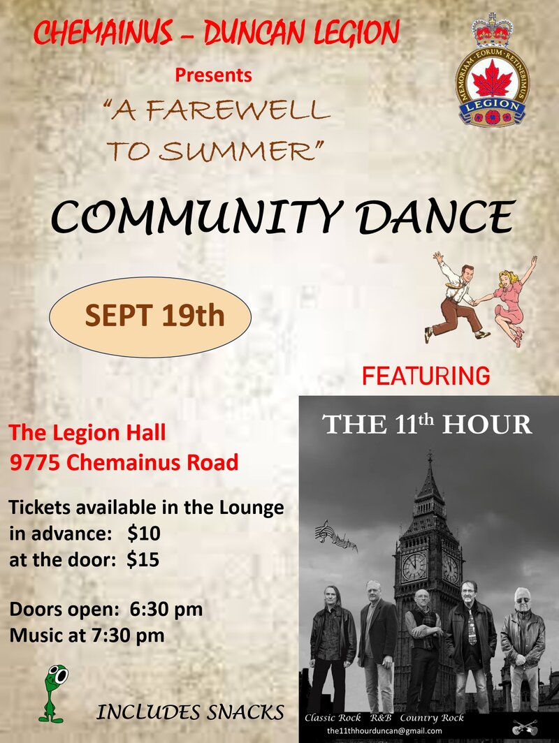 Farwell To Summer Community Dance - Oct 21st @ Chemainus Legion Hall