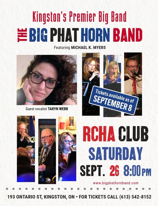 The Big Phat Horn Band, Taryn Webb @ The Club at the R.C.H.A. Sep 26 2026 - Sep 5th @ The Club at the R.C.H.A.