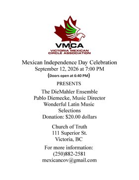 M&eacute;xico Independence Day Celebration - Sep 18th @ Church Of Truth