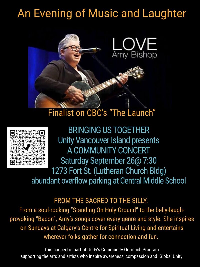 An Evening of Music and Laughter - Sep 26th @ Unity Vancouver Island at Grace Lutheran Church