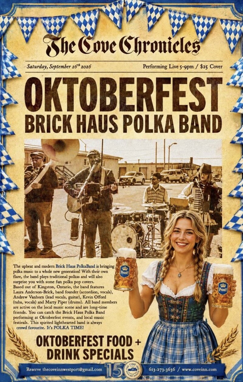 Oktoberfest Party: Brick Haus Polka Band @ The Cove Inn Sep 26 2026 - Sep 23rd @ The Cove Inn