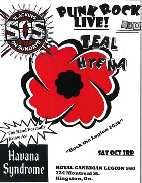 Rock the Legion 2026: Slacking on Sundays, Teal Hyena @ Royal Canadian Legion Branch 560 Sep 3 2026 - Sep 28th @ Royal Canadian Legion Branch 560