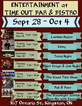 Lorissa Moore @ Time Out Bar & Bistro Sep 28 2026 - Sep 29th @ Time Out Bar & Bistro