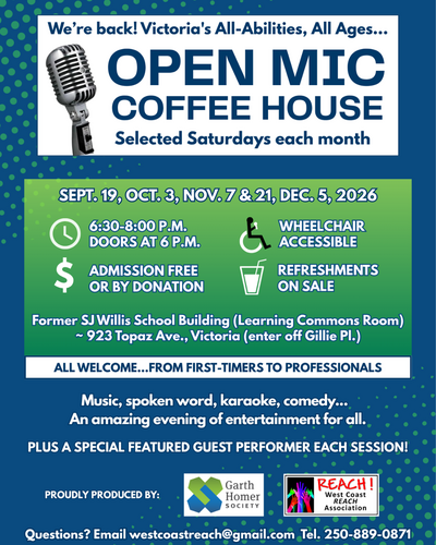 All-Abilities, All Ages Open Mic Coffee House - Oct 1st @ SJ Willis School