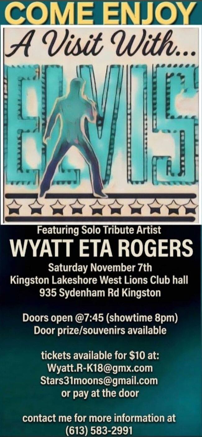 A Visit With... Elvis - Oct 3rd @ Kingston Lakeshore West Lions Club Hall