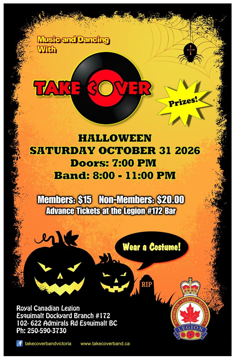 Halloween Costume Party with Take Cover Band - Oct 5th @ Esquimalt Legion