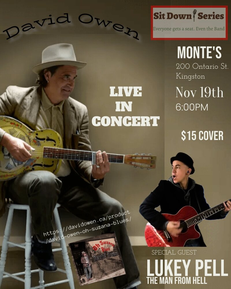 Sit Down Series: Lucanus Pell, David Owen @ Monte's Nov 19 2026 - Oct 5th @ Monte's
