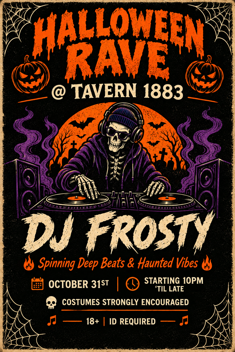 🎃🕸️ HALLOWEEN RAVE 🕸️🎃 - Oct 19th @ Tavern 1883
