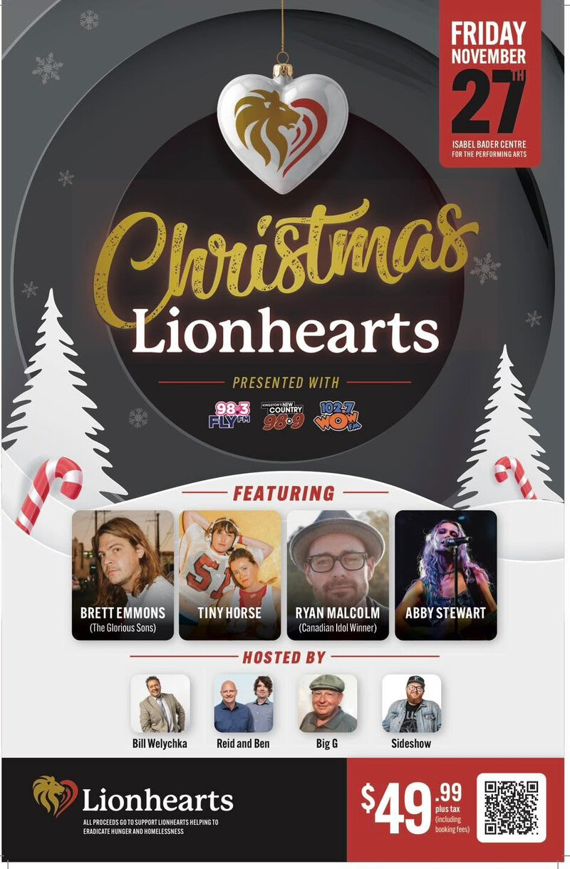 Christmas with Lionhearts Charity Concert: Brett Emmons, Ryan Malcolm, Abby Stewart, Doug van der Horden, Shawn McCullough @ Isabel Bader Centre for the Performing Arts - Nov 27, 2026